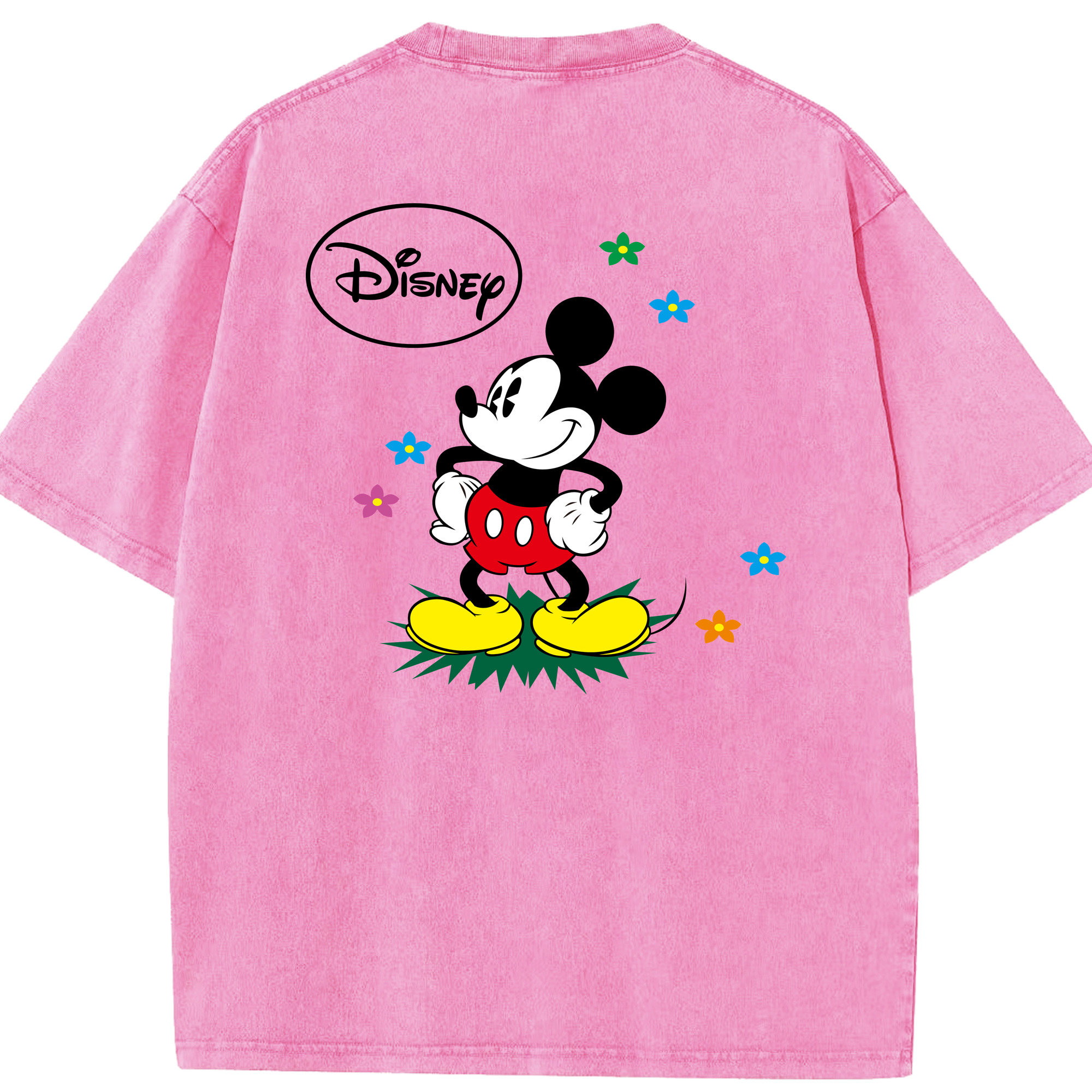 （画像用） ミッキーマウス Mickey Mouse 綿100% ヴィンテージ風 半袖Tシャツ（背面プリント）